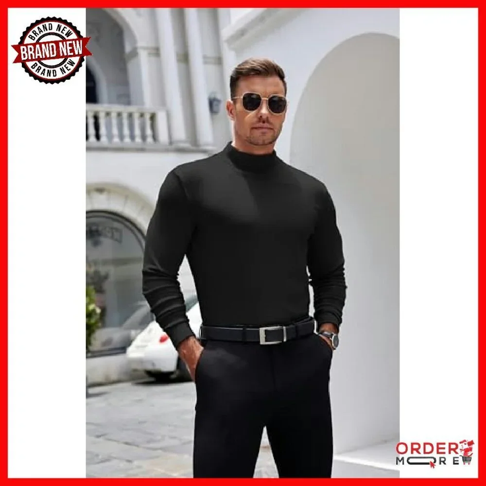 Men's Slim Fit Mock Turtleneck Thermal Pullover Sweater Long Sleeve